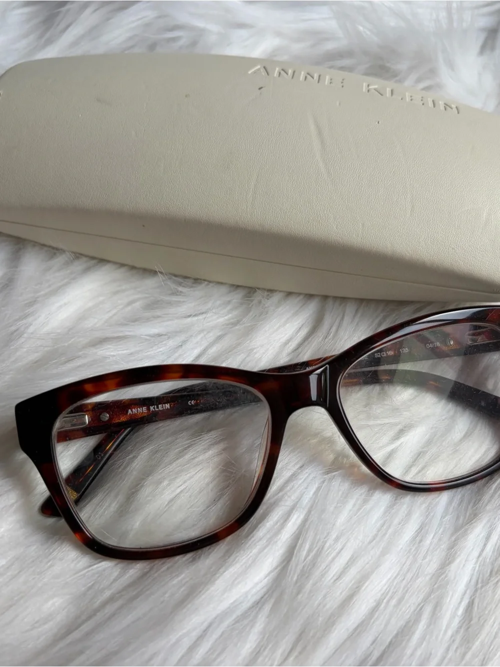 Anne Klein Tortoiseshell Cat-Eye Glasses in Deep Brown and Amber